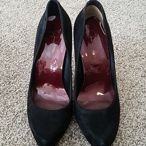 Jessica Simpson black suede closed toe stilettos